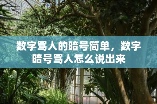 数字骂人的暗号简单，数字暗号骂人怎么说出来