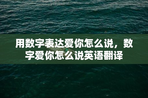 用数字表达爱你怎么说，数字爱你怎么说英语翻译