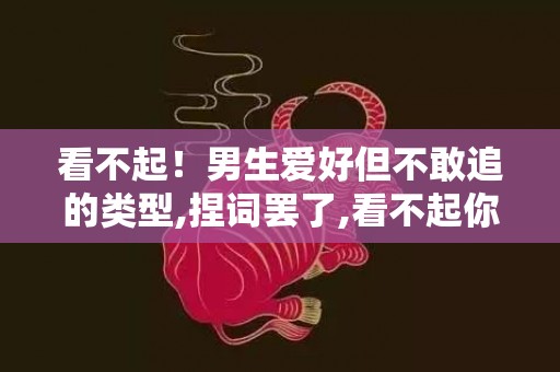 看不起！男生爱好但不敢追的类型,捏词罢了,看不起你