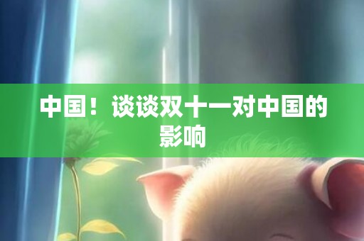 中国！谈谈双十一对中国的影响