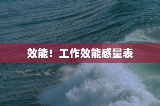 效能！工作效能感量表