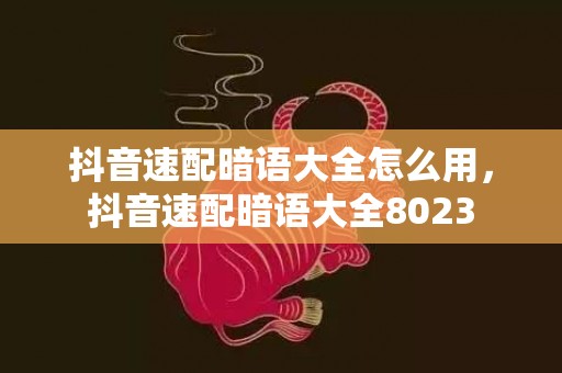 抖音速配暗语大全怎么用，抖音速配暗语大全8023