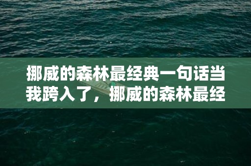 挪威的森林最经典一句话当我跨入了，挪威的森林最经典的句子