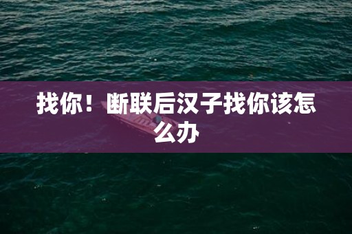 找你！断联后汉子找你该怎么办