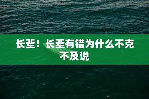 长辈！长辈有错为什么不克不及说