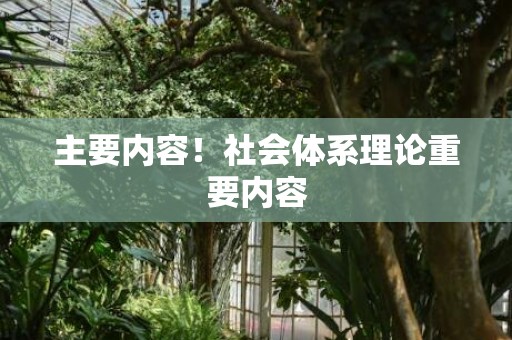 主要内容！社会体系理论重要内容