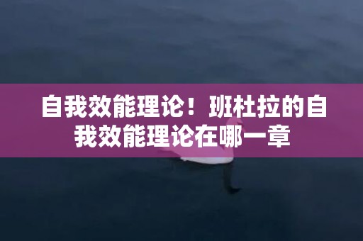 自我效能理论！班杜拉的自我效能理论在哪一章