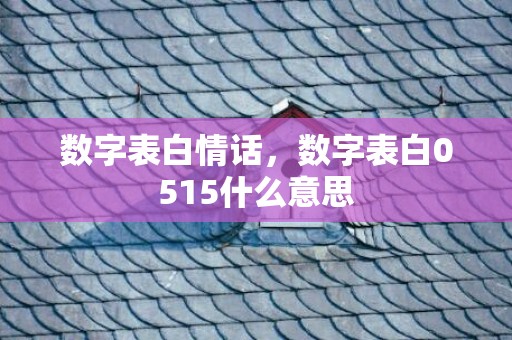 数字表白情话，数字表白0515什么意思