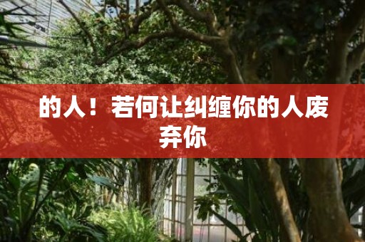 的人！若何让纠缠你的人废弃你