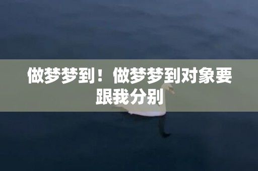 做梦梦到！做梦梦到对象要跟我分别