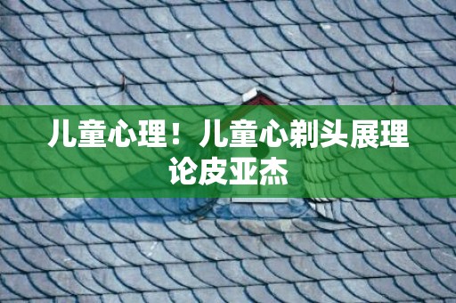 儿童心理！儿童心剃头展理论皮亚杰