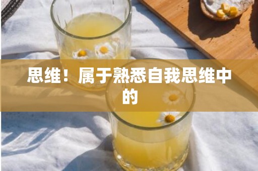 思维！属于熟悉自我思维中的