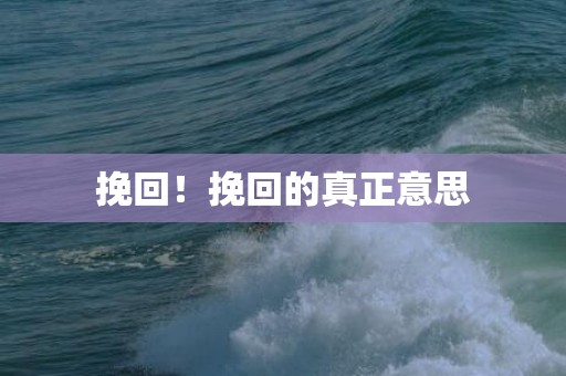 挽回！挽回的真正意思