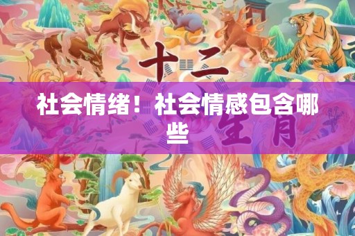 社会情绪！社会情感包含哪些