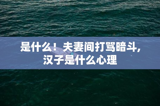 是什么！夫妻间打骂暗斗,汉子是什么心理