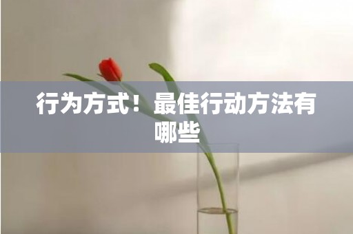 行为方式！最佳行动方法有哪些
