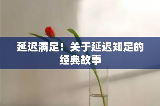 延迟满足！关于延迟知足的经典故事