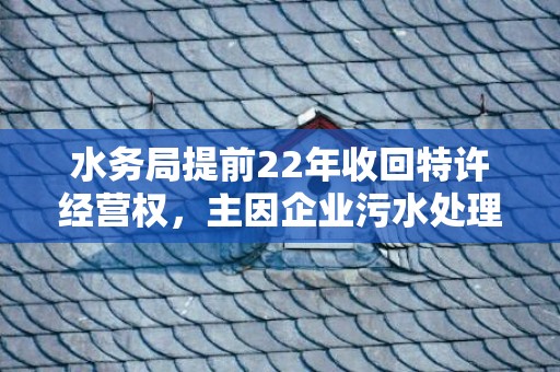 水务局提前22年收回特许经营权，主因企业污水处理规模不达标 企业：不认同