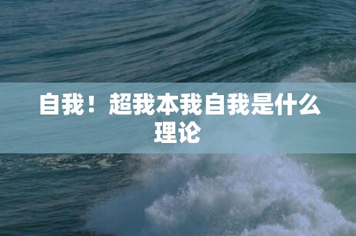 自我！超我本我自我是什么理论
