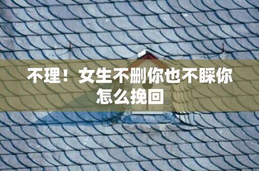 不理！女生不删你也不睬你怎么挽回