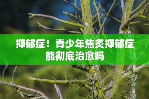 抑郁症！青少年焦炙抑郁症能彻底治愈吗