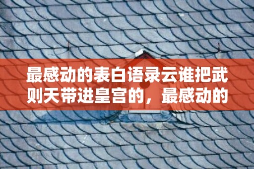 最感动的表白语录云谁把武则天带进皇宫的，最感动的表白语录短句子