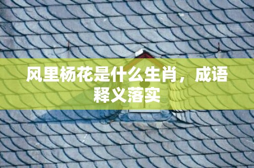 风里杨花是什么生肖，成语释义落实