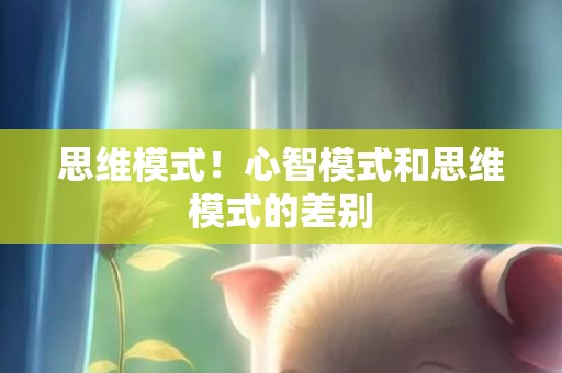 思维模式！心智模式和思维模式的差别