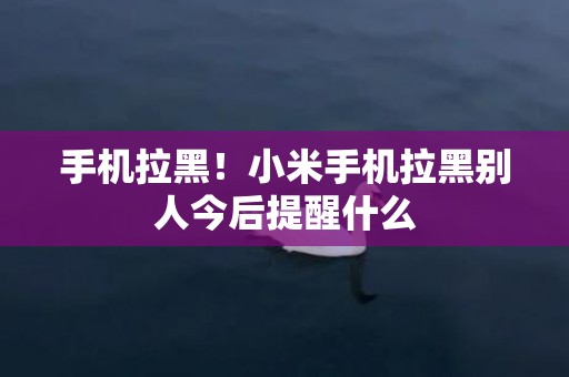 手机拉黑！小米手机拉黑别人今后提醒什么