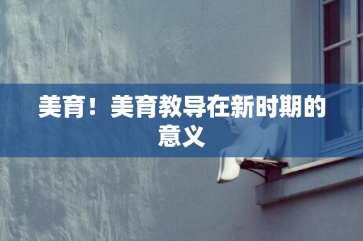 美育！美育教导在新时期的意义