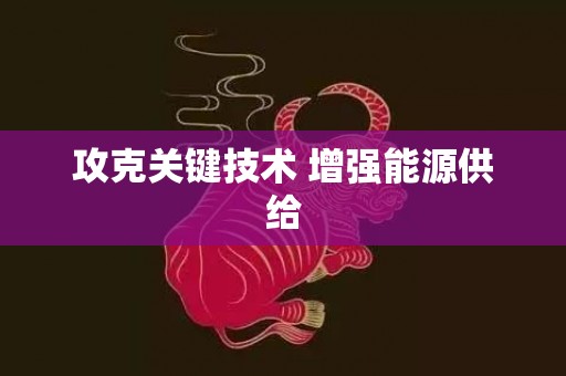 攻克关键技术 增强能源供给
