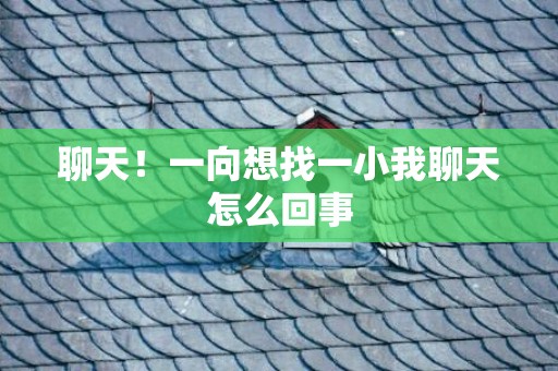 聊天！一向想找一小我聊天怎么回事