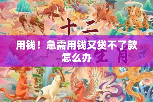 用钱！急需用钱又贷不了款怎么办