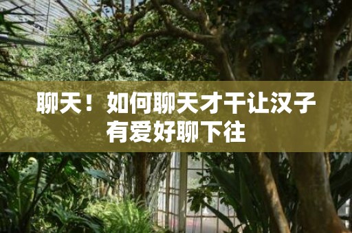 聊天！如何聊天才干让汉子有爱好聊下往