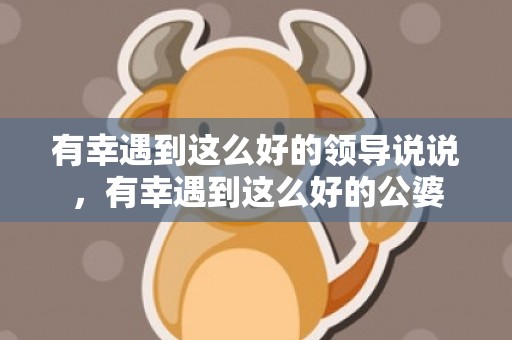 有幸遇到这么好的领导说说，有幸遇到这么好的公婆