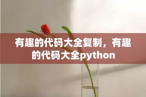 有趣的代码大全复制，有趣的代码大全python