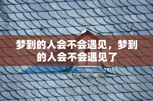 梦到的人会不会遇见，梦到的人会不会遇见了
