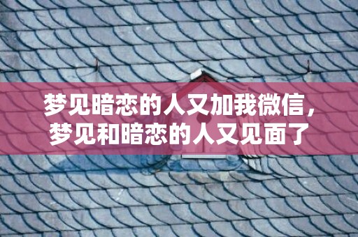 梦见暗恋的人又加我微信，梦见和暗恋的人又见面了