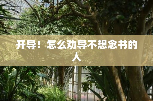 开导！怎么劝导不想念书的人