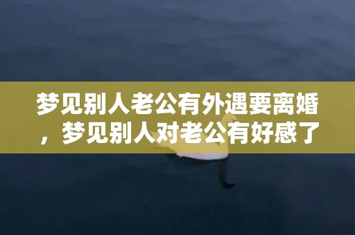 梦见别人老公有外遇要离婚，梦见别人对老公有好感了