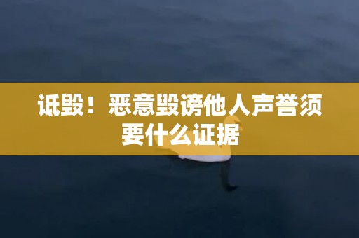 诋毁！恶意毁谤他人声誉须要什么证据