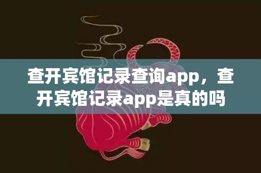 查开宾馆记录查询app，查开宾馆记录app是真的吗