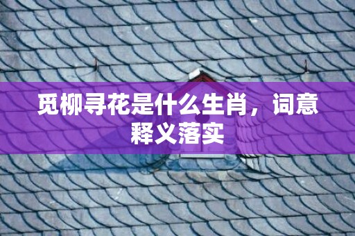 觅柳寻花是什么生肖，词意释义落实