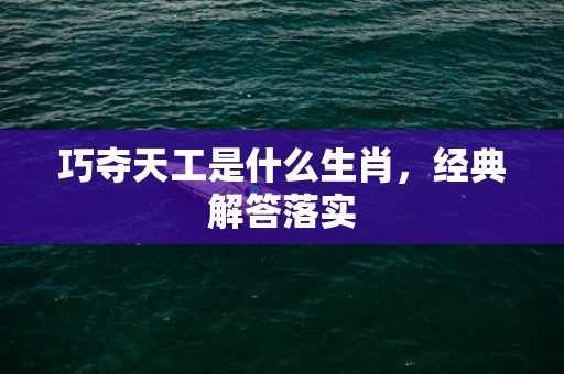 巧夺天工是什么生肖，经典解答落实