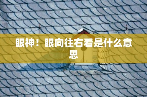 眼神！眼向往右看是什么意思