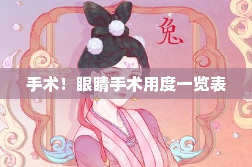 手术！眼睛手术用度一览表