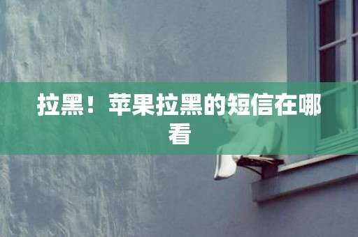 拉黑！苹果拉黑的短信在哪看