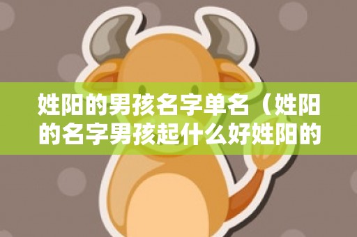 姓阳的男孩名字单名（姓阳的名字男孩起什么好姓阳的好听名字）