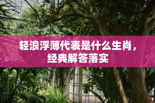 轻浪浮薄代表是什么生肖，经典解答落实