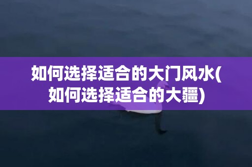 如何选择适合的大门风水(如何选择适合的大疆)